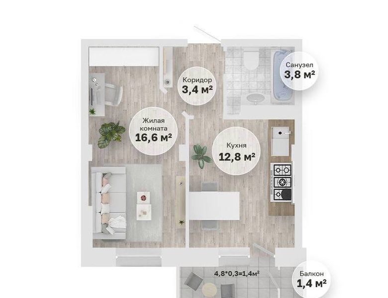 Друзья! В доме №2 ЖК «Звёздный» освободилась 1 комнатная квартира 38 м2