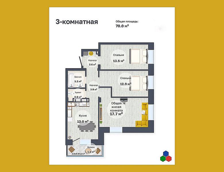 Из 3 комнатных квартир в продаже осталось всего 4!