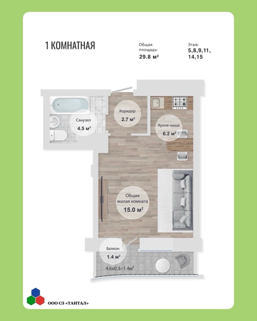 Стартовые ценах на 1к квартиры и студии в доме №3 ЖК ЗВЁЗДНЫЙ